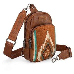 Wrangler Brown & Teal Aztec Sling Bag